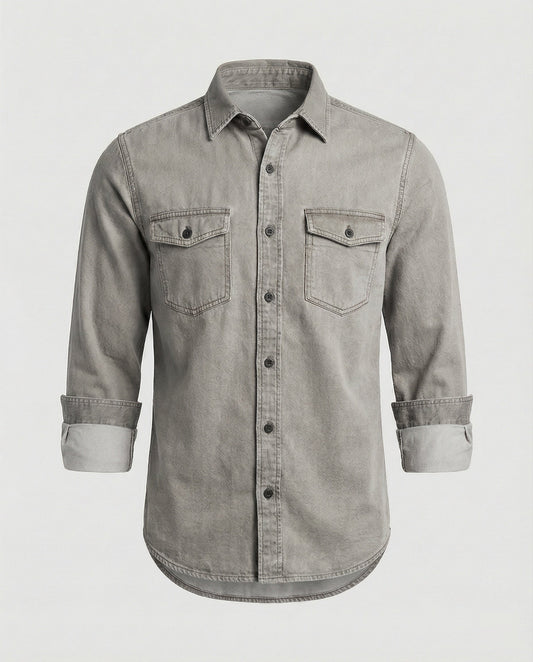 Camicia Uomo in Jeans con Tasche sul Petto Regular Fit - Brentozzi