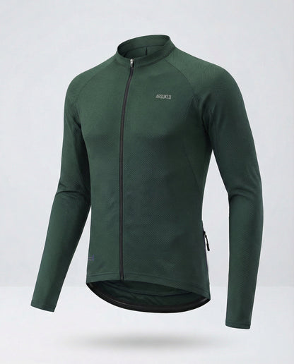 Maglia Ciclismo Uomo Manica Lunga con Tasche Posteriori