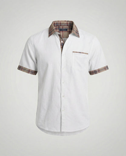 Camicia Uomo Manica Corta Fantasia Quadri Casual