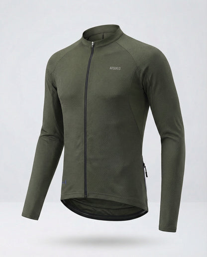 Maglia Ciclismo Uomo Manica Lunga con Tasche Posteriori