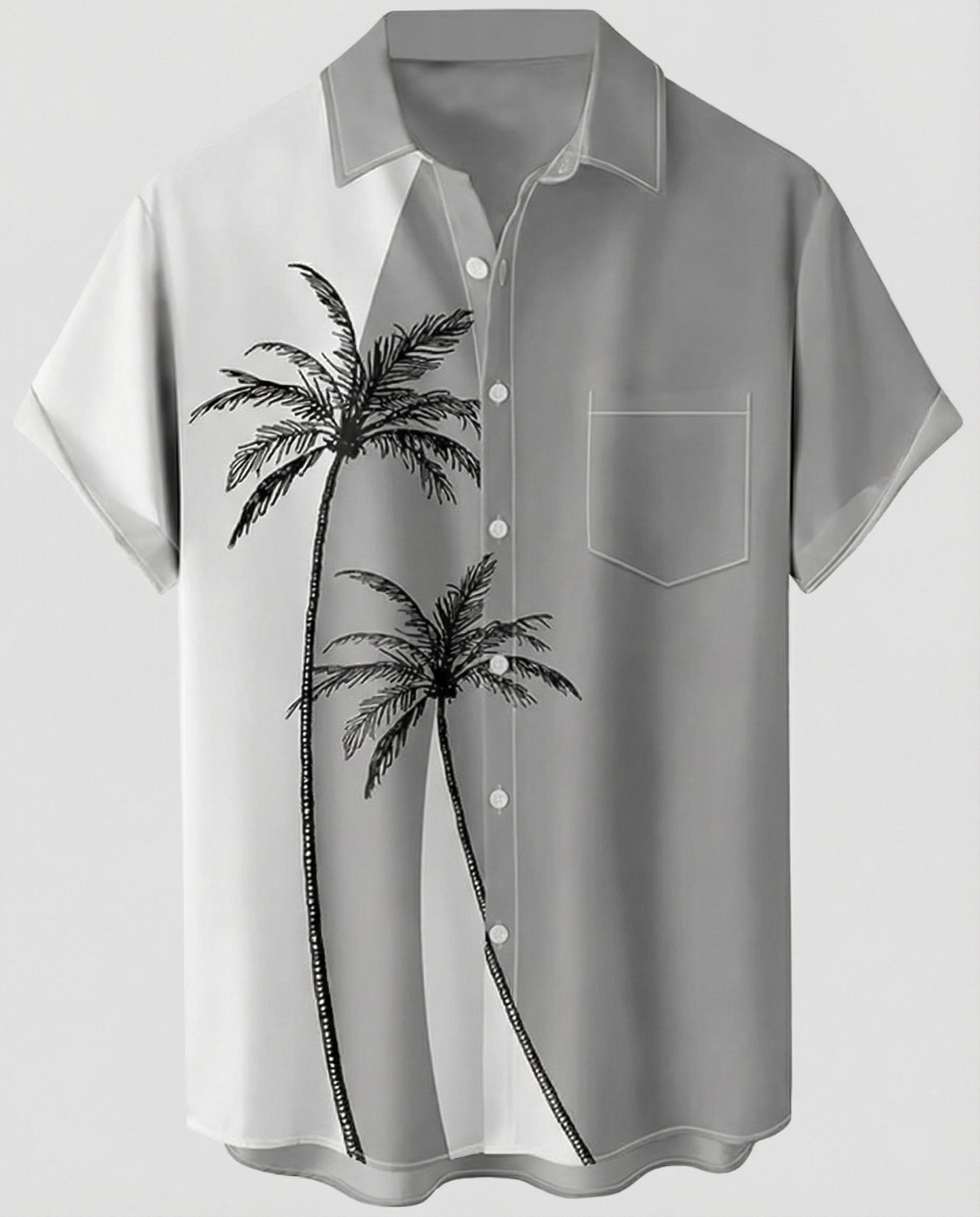 Camicia Uomo Manica Corta Cotone Stampa Palme