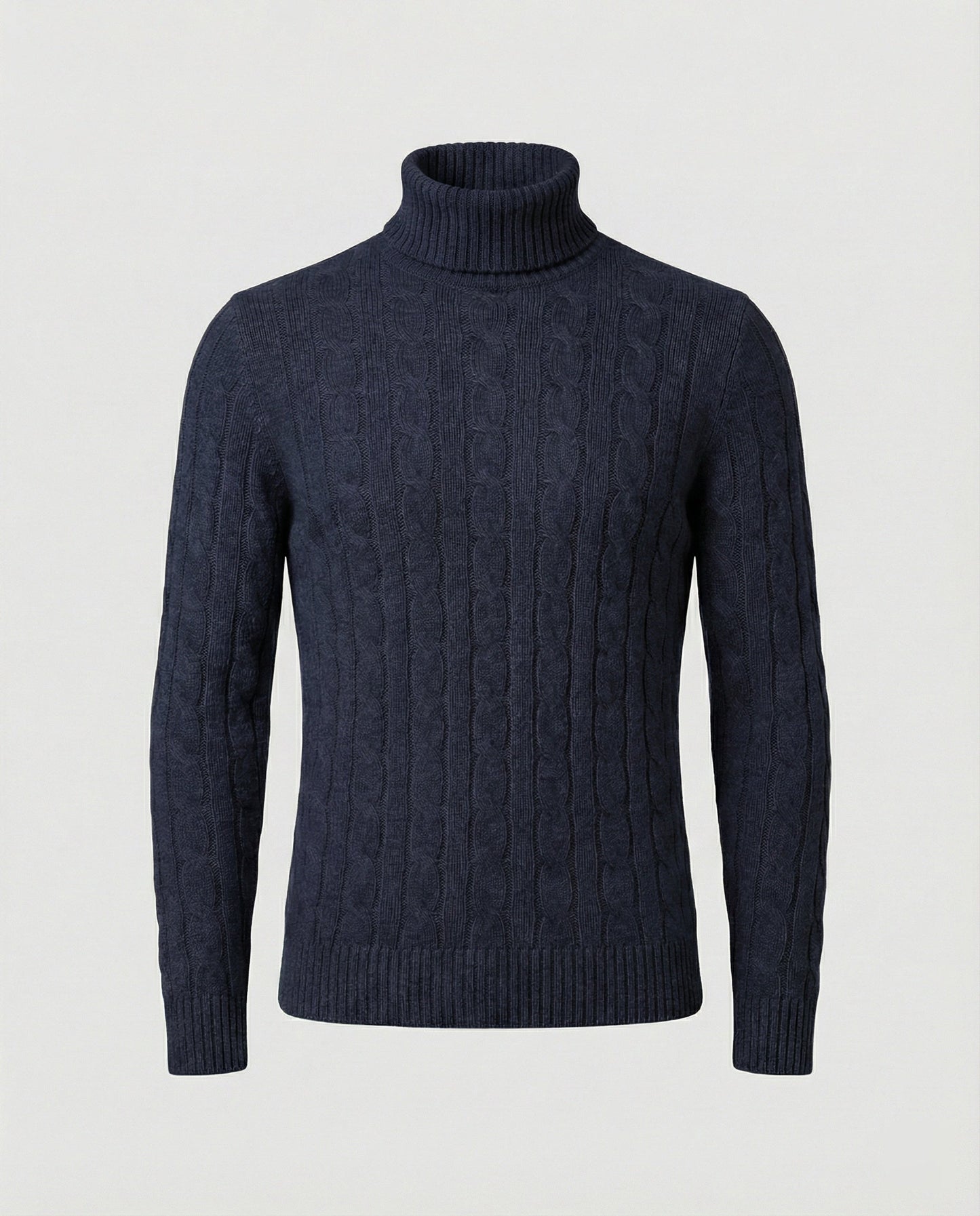 Maglione Uomo a Collo Alto in Maglia a Coste