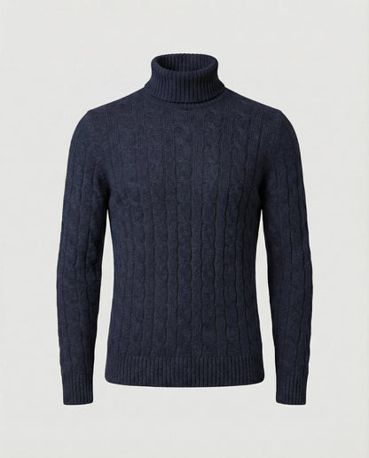 Maglione Uomo a Collo Alto in Maglia a Coste