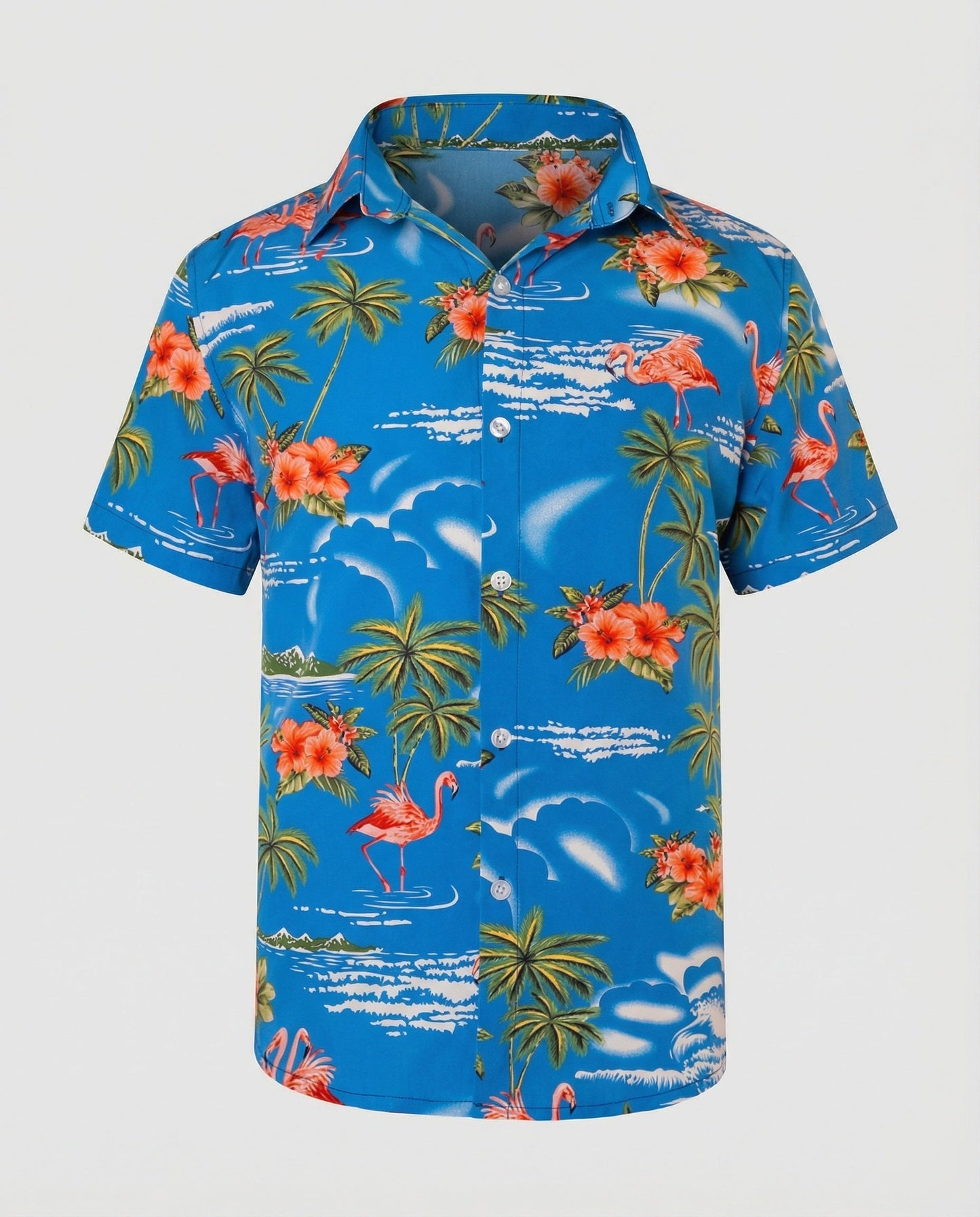 Camicia Uomo Manica Corta Cotone Stampa Palme