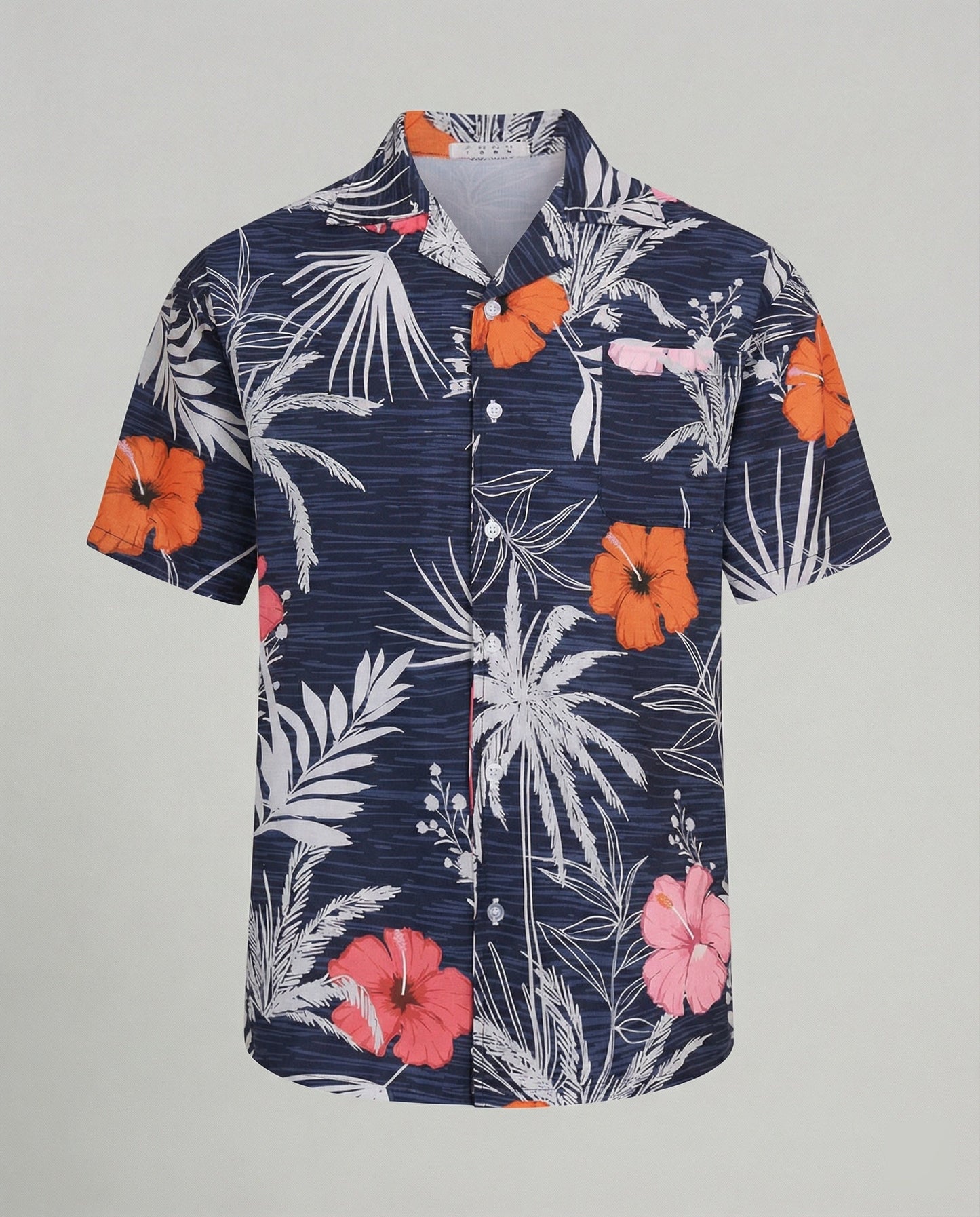 Camicia Uomo Manica Corta Cotone Stampa Palme