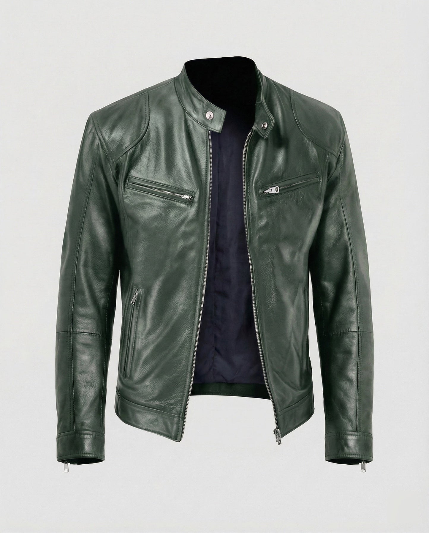 Giacca Moto Uomo in Pelle Slim Fit
