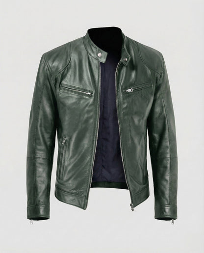 Giacca Moto Uomo in Pelle Slim Fit