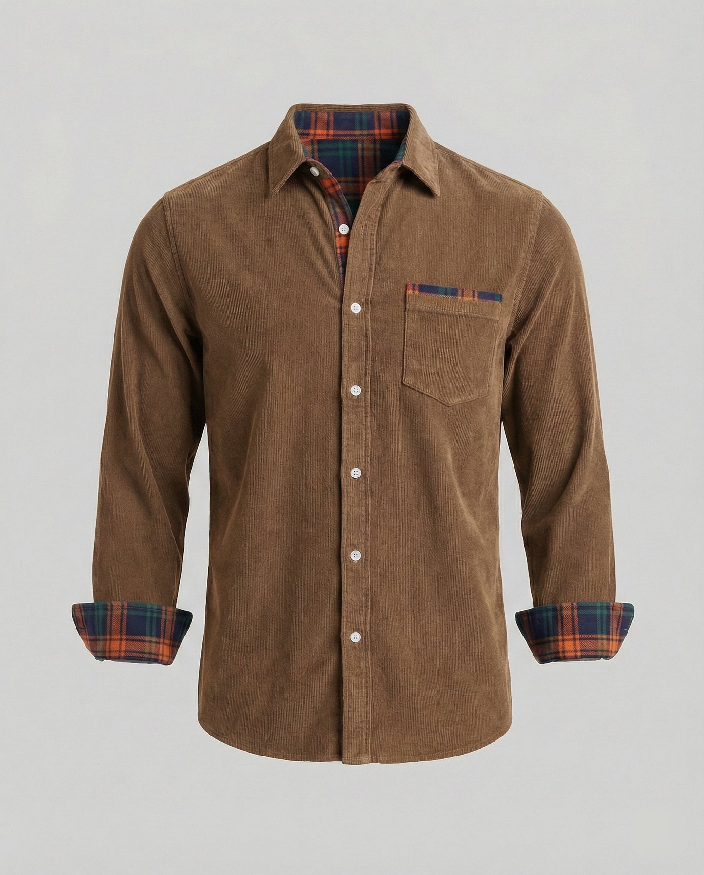 Camicia Uomo Manica Lunga Dettaglio a Contrasto