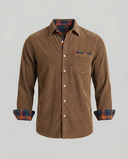 Camicia Uomo in Velluto a Coste Manica Lunga Casual