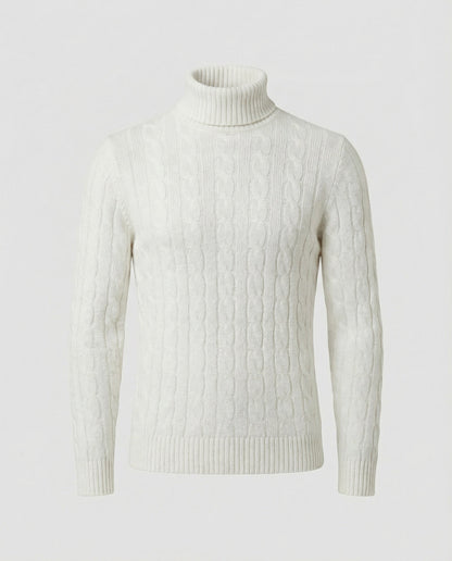 Maglione Uomo a Collo Alto in Maglia a Coste