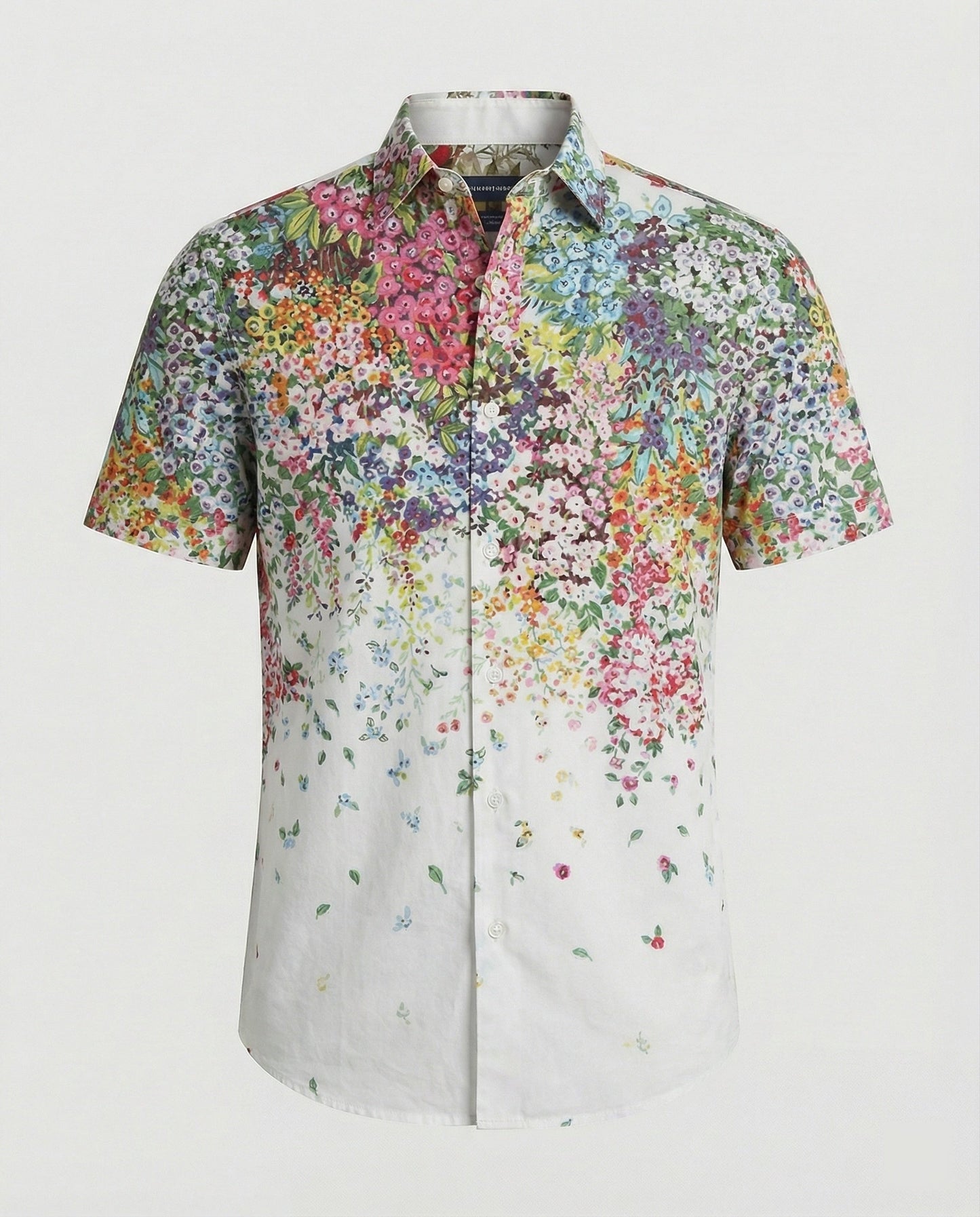 Camicia Uomo Manica Corta Fantasia Floreale Effetto Lino