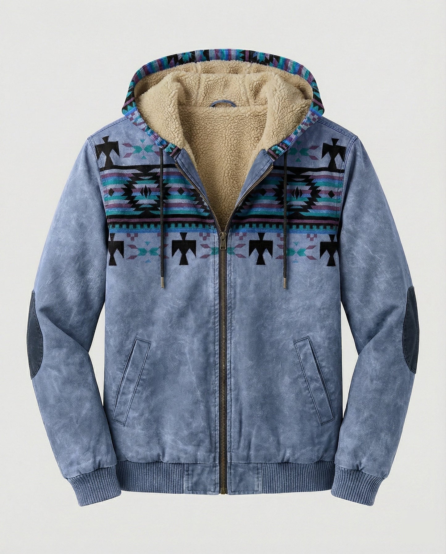 Felpa Uomo con Cappuccio Stampa Tribal Vestibilità Regolare