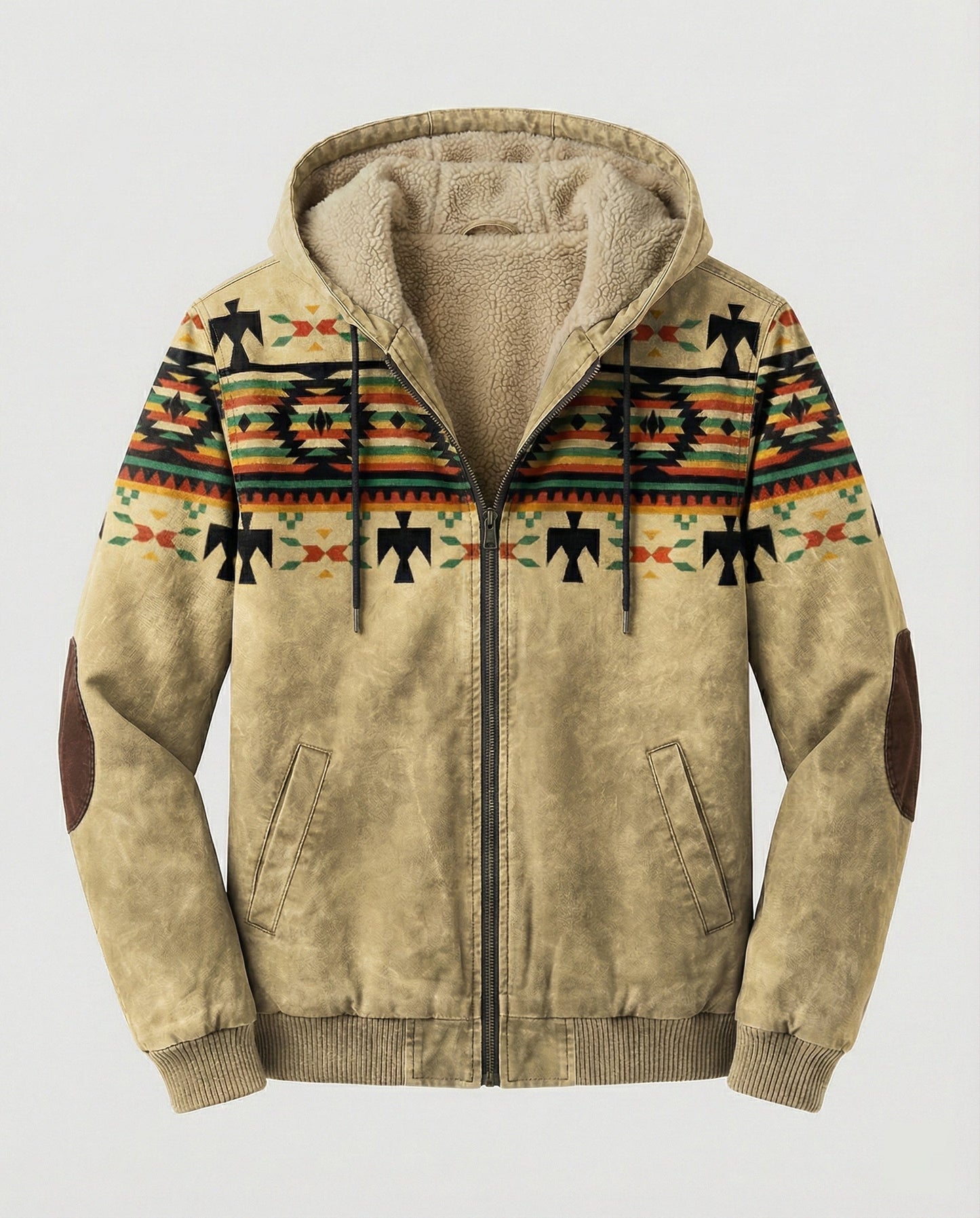 Felpa Uomo con Cappuccio Stampa Tribal Vestibilità Regolare