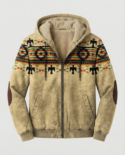 Felpa Uomo con Cappuccio Stampa Tribal Vestibilità Regolare