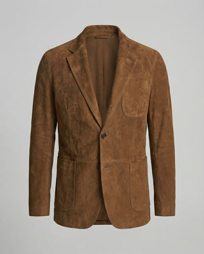 Blazer Uomo in Camoscio Vestibilità Classica