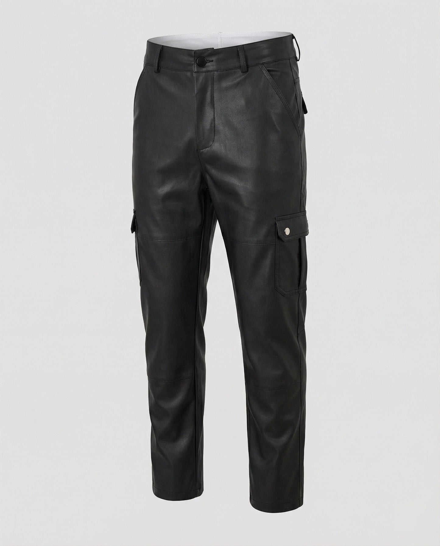 Pantaloni Cargo Uomo in Ecopelle con Tasche Laterali