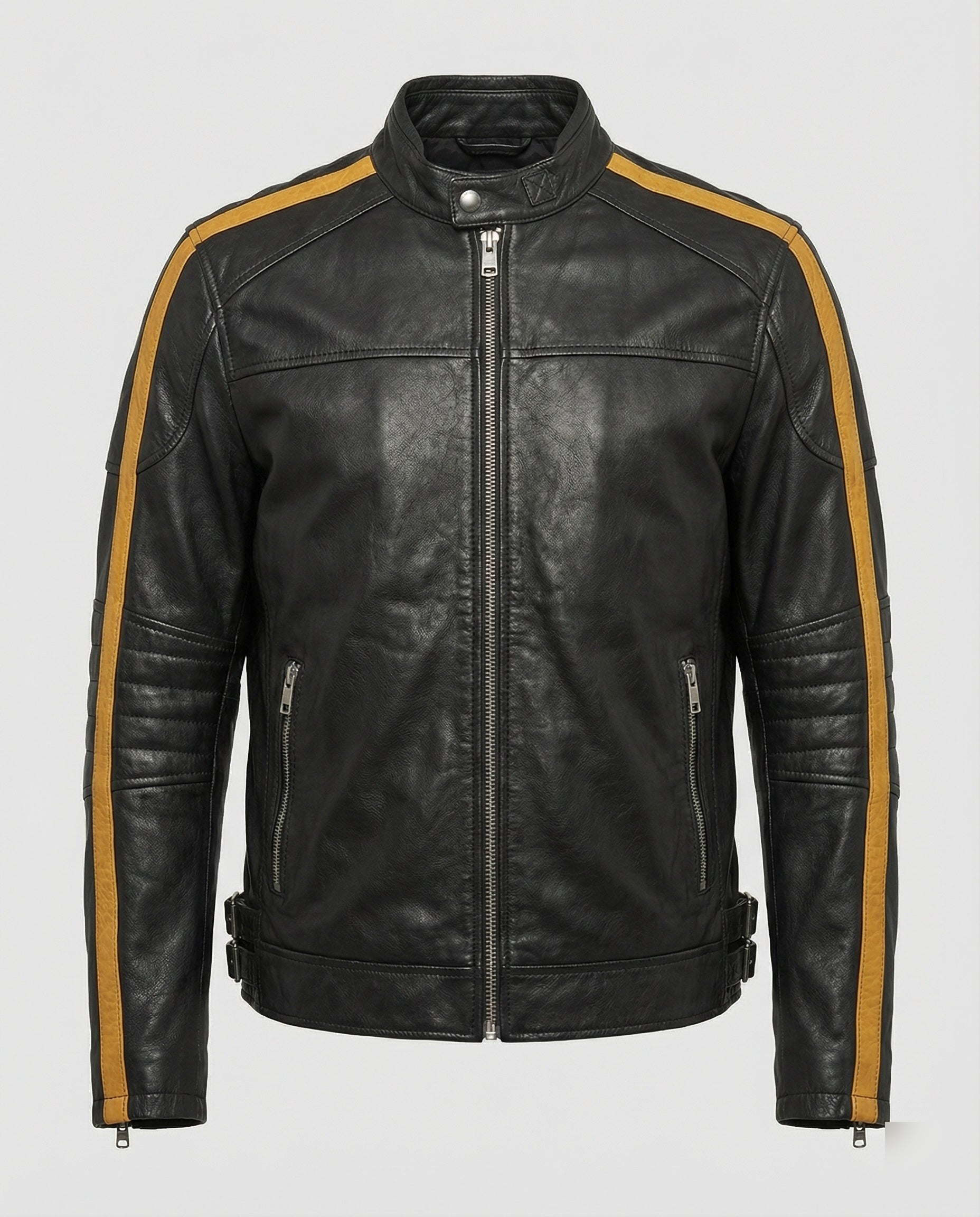 Giacca Moto Uomo in Pelle Collo Alto - Brentozzi