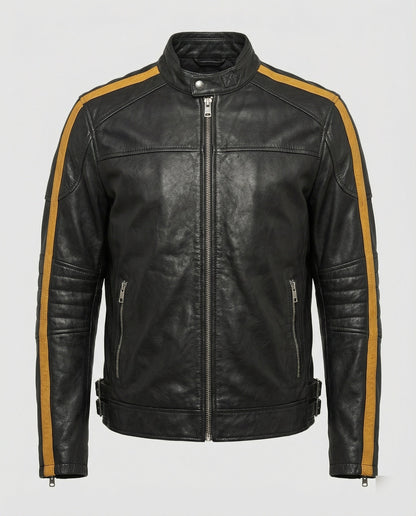 Giacca Moto Uomo in Pelle Collo Alto - Brentozzi