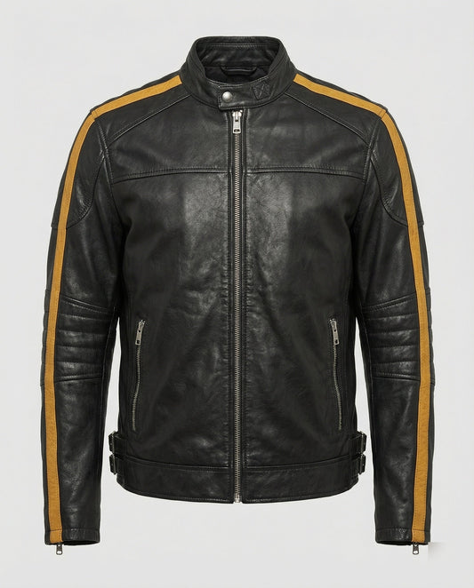 Giacca Moto Uomo in Pelle Collo Alto - Brentozzi