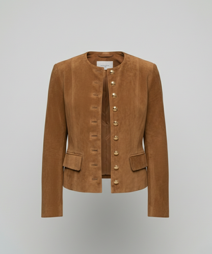 Giacca Donna in Pelle Scamosciata Bottoni