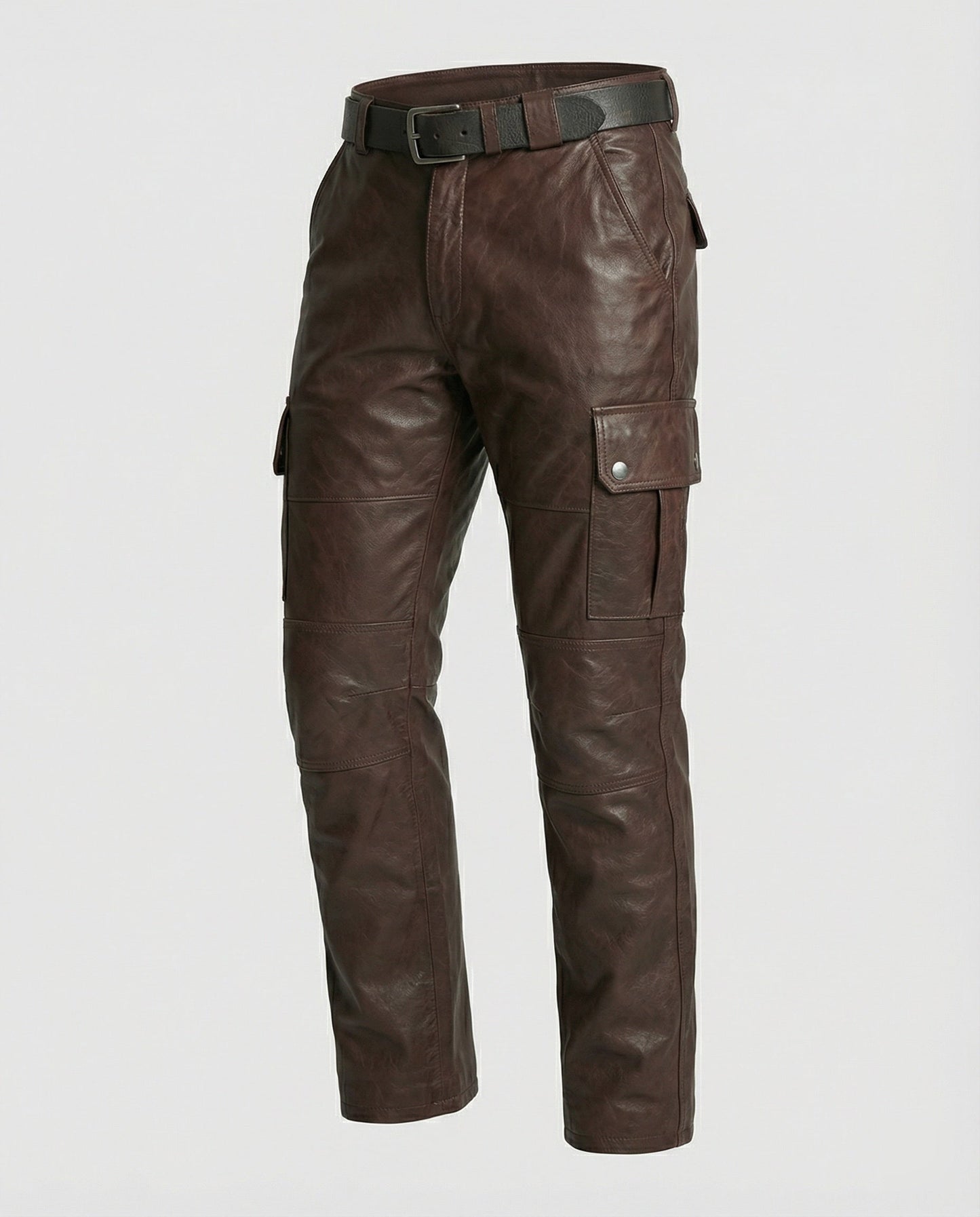 Pantaloni Cargo Uomo in Pelle con Tasche