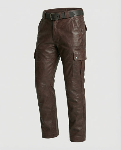 Pantaloni Cargo Uomo in Pelle con Tasche