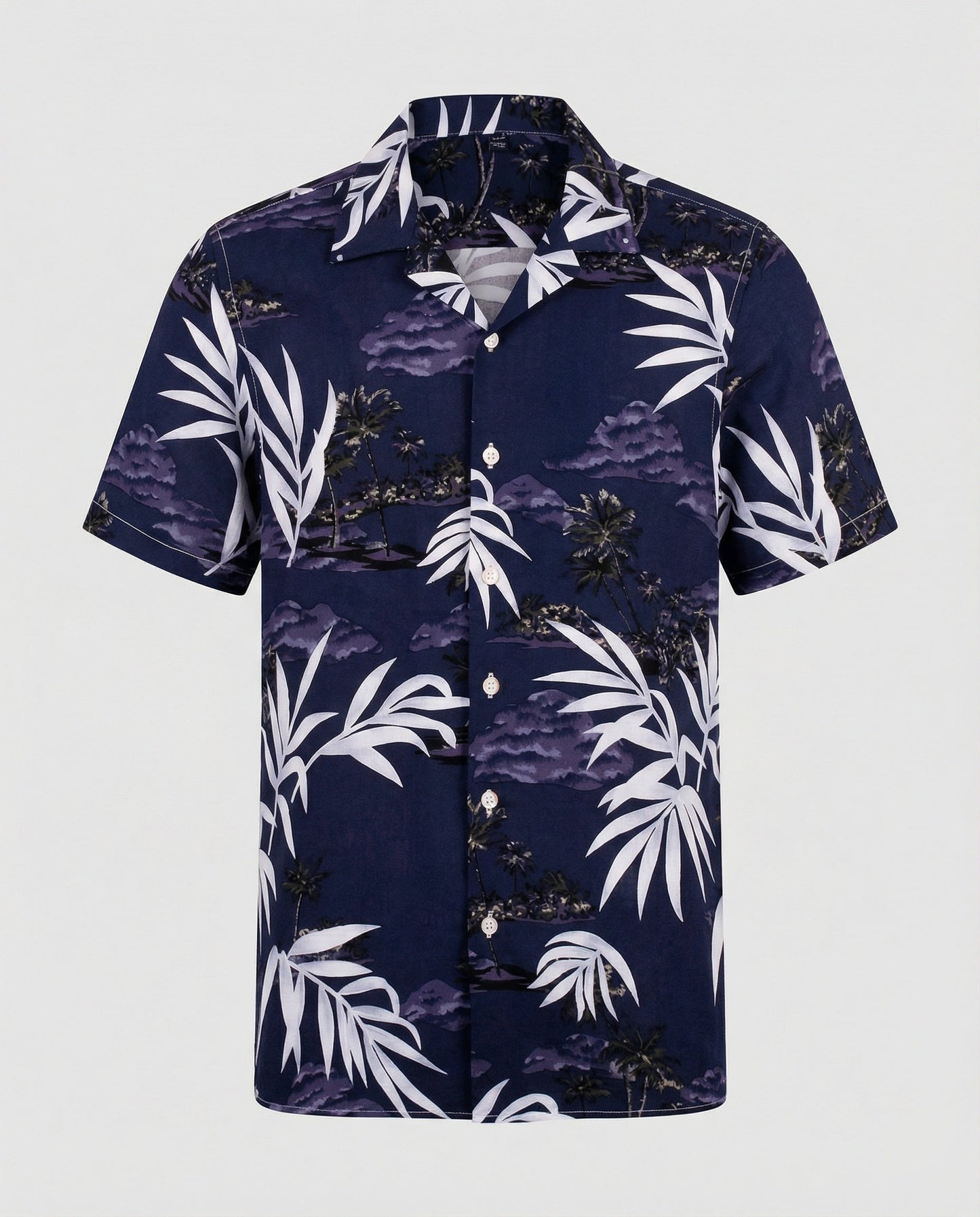 Camicia Uomo Manica Corta Cotone Stampa Palme