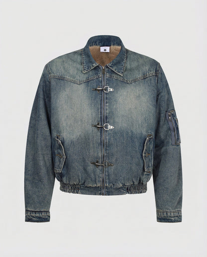 Giacca Bomber Uomo in Jeans con Fodera Teddy - Brentozzi