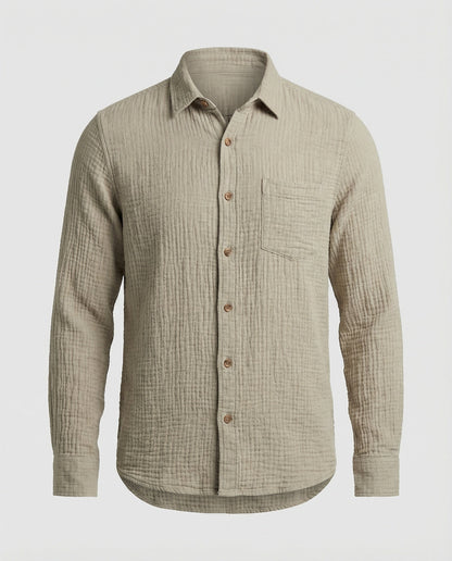 Camicia Uomo Casual Manica Corta con Tasche Sul Petto