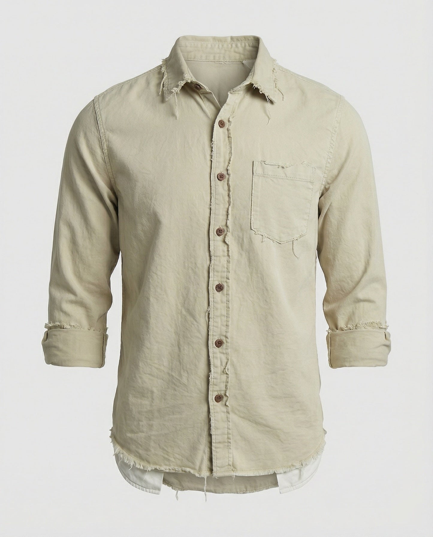 Camicia Uomo Casual Bottoni Fondo Asimmetrico