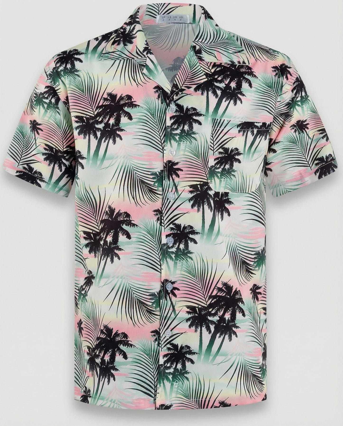 Camicia Uomo Manica Corta Cotone Stampa Palme