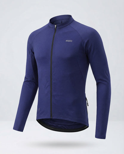 Maglia Ciclismo Uomo Manica Lunga con Tasche Posteriori