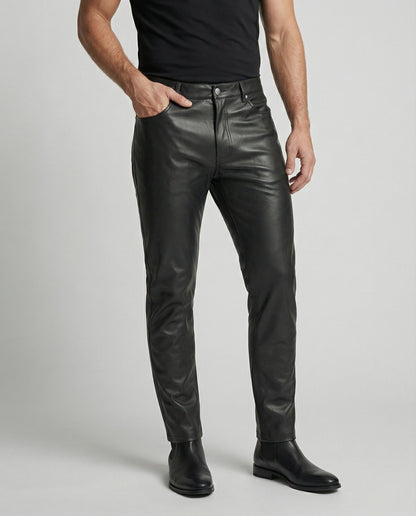 Pantaloni Uomo in Ecopelle Slim Fit con Tasche - Brentozzi