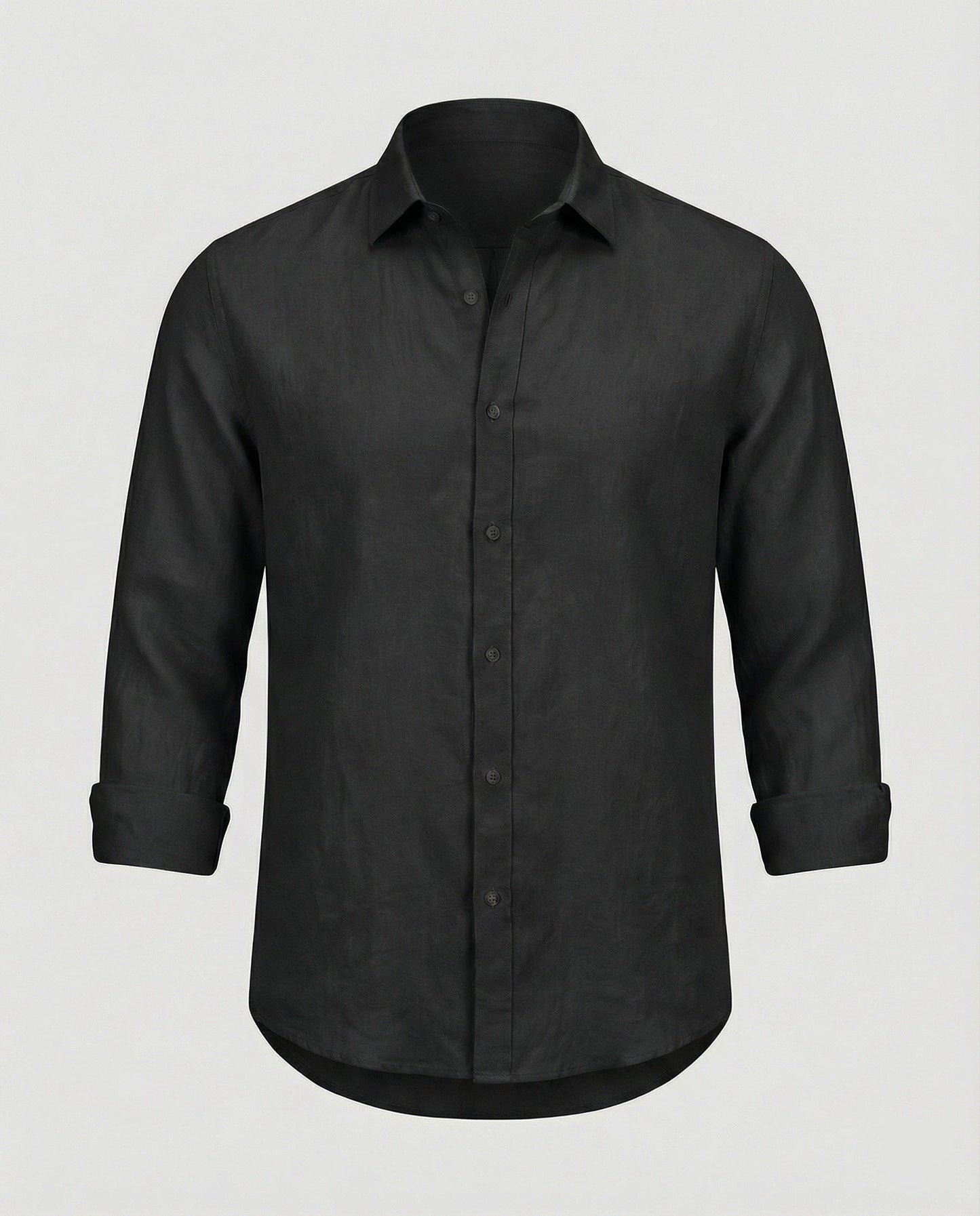 Camicia Uomo Lino Collo Coreano Manica Lunga