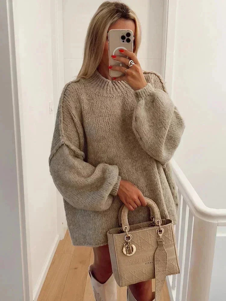 Maglione Donna in Maglia Maniche Sbuffo Vestibilità Ampia - Vesarelli