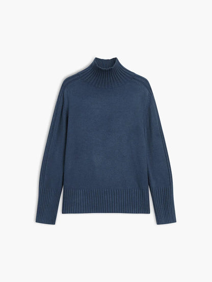 Pull col roulé côtelé pour femme, manches longues, en matière douce, design décontracté.