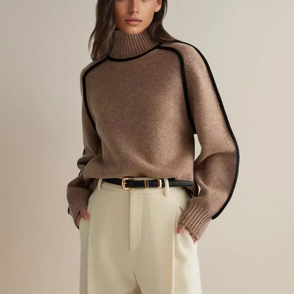 Maglione Donna Collo Alto Bordo a Contrasto - Vesarelli