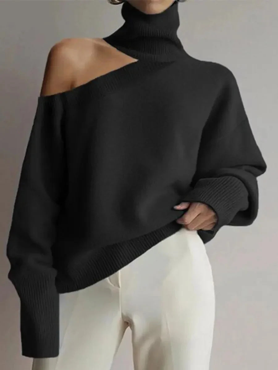 Maglione Donna Collo Alto Spalle Scoperte Moda - Vesarelli