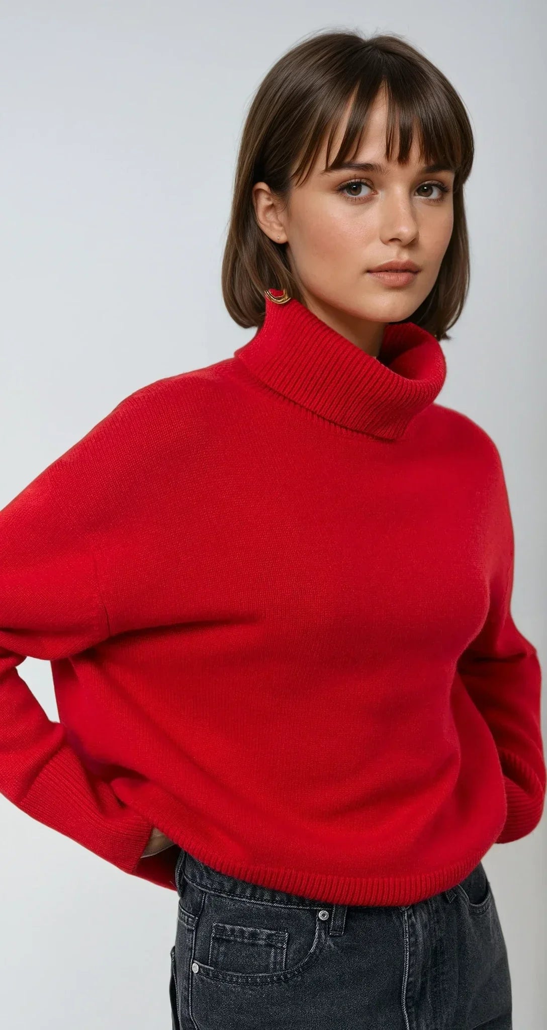 Maglione Donna Collo Alto Oversize Moderno - Vesarelli