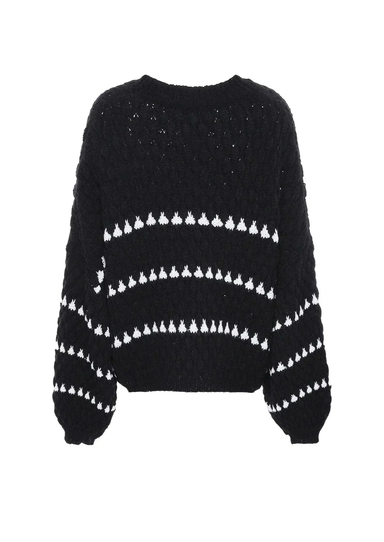 Pull en maille texturée, motif géométrique, en coton mélangé, manches longues et col rond. Parfait pour une tenue…