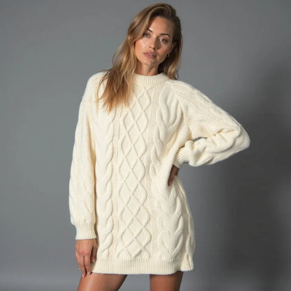 Maglione Donna Girocollo Lavorato a Trecce Tricot - Vesarelli