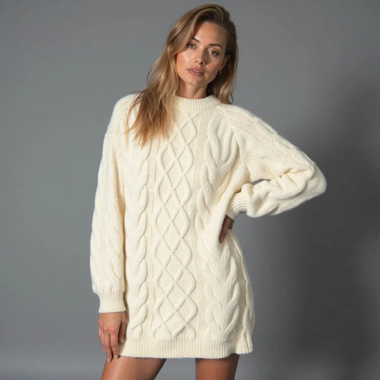 Maglione Donna Girocollo Lavorato a Trecce Tricot - Vesarelli