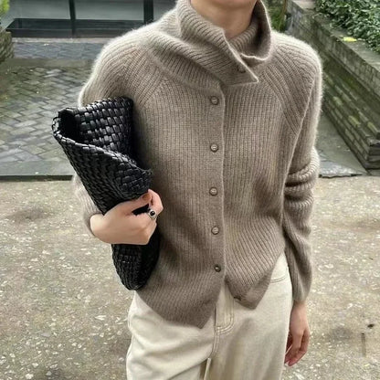 Maglione Donna Collo Alto con Bottoni Frontali - Vesarelli