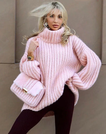Maglione Donna Collo Alto Maniche Larghe Morbido - Vesarelli