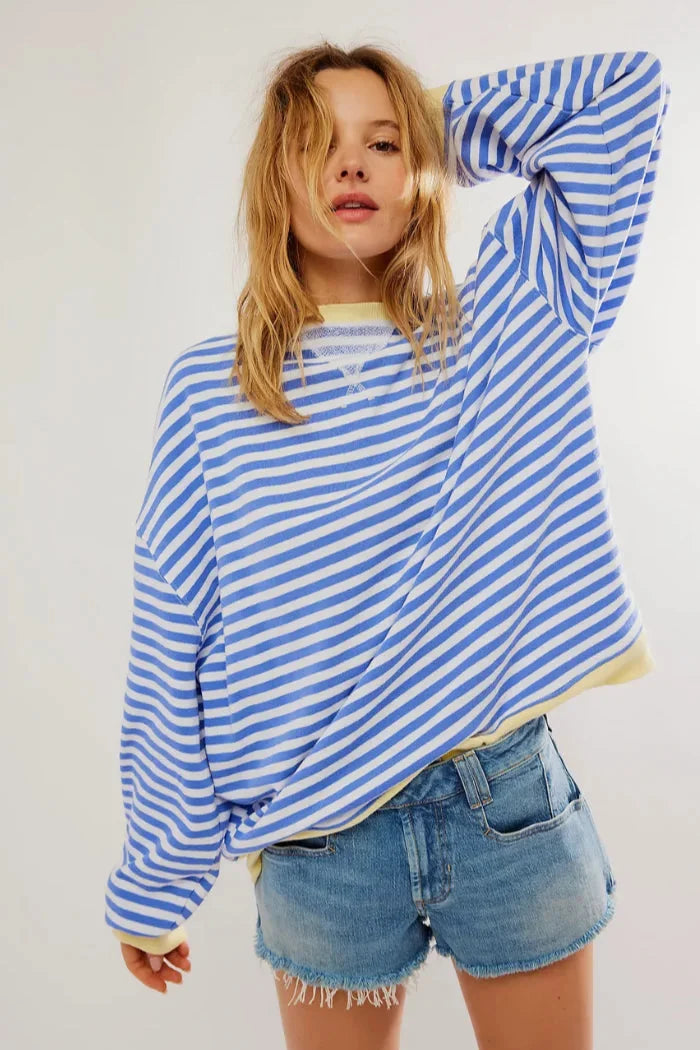 Maglione Donna a Righe Scollo Tondo Vestibilità Ampia - Vesarelli