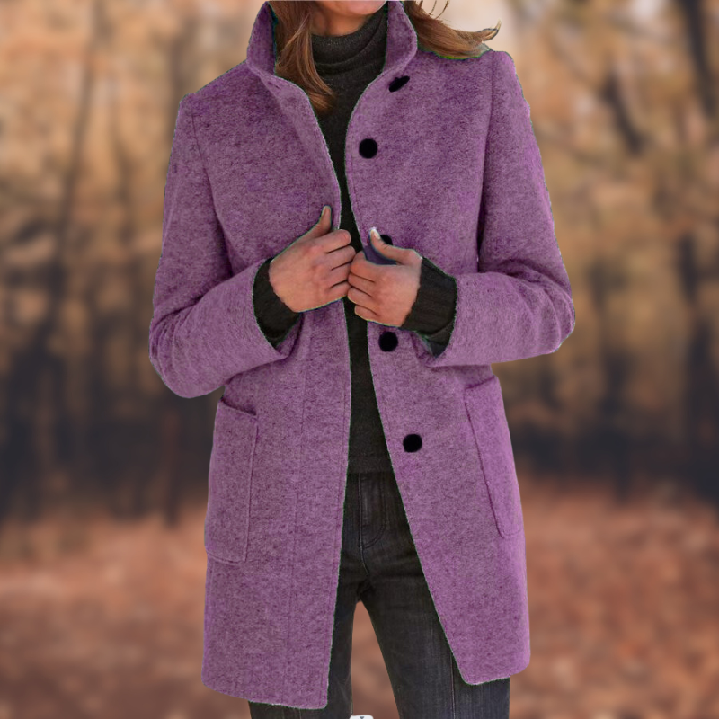 Cappotto Donna Invernale Chiusura con Bottoni Colletto Alto