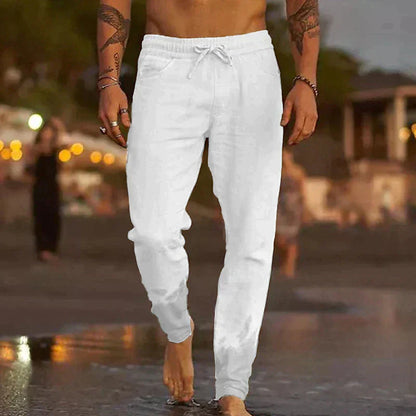 Pantaloni Uomo Tessuto Leggero Taglio Dritto