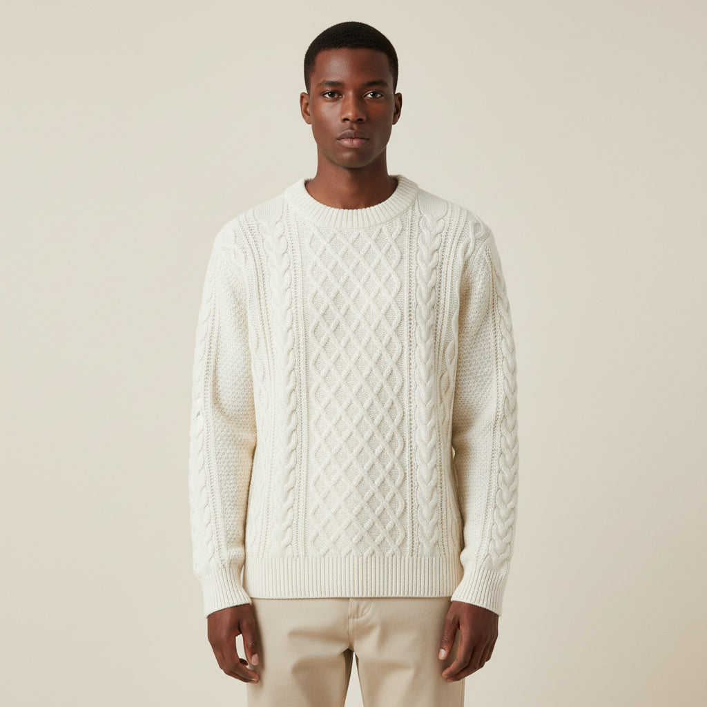 Maglione Uomo Girocollo Motivo a Treccia - Brentozzi