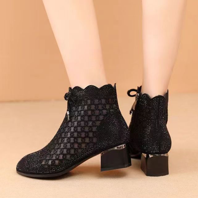 Stivaletti Donna in Mesh con Tacco e Chiusura con Zip Eleganti - Brentozzi