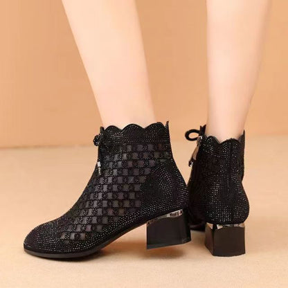 Stivaletti Donna in Mesh con Tacco e Chiusura con Zip Eleganti - Brentozzi